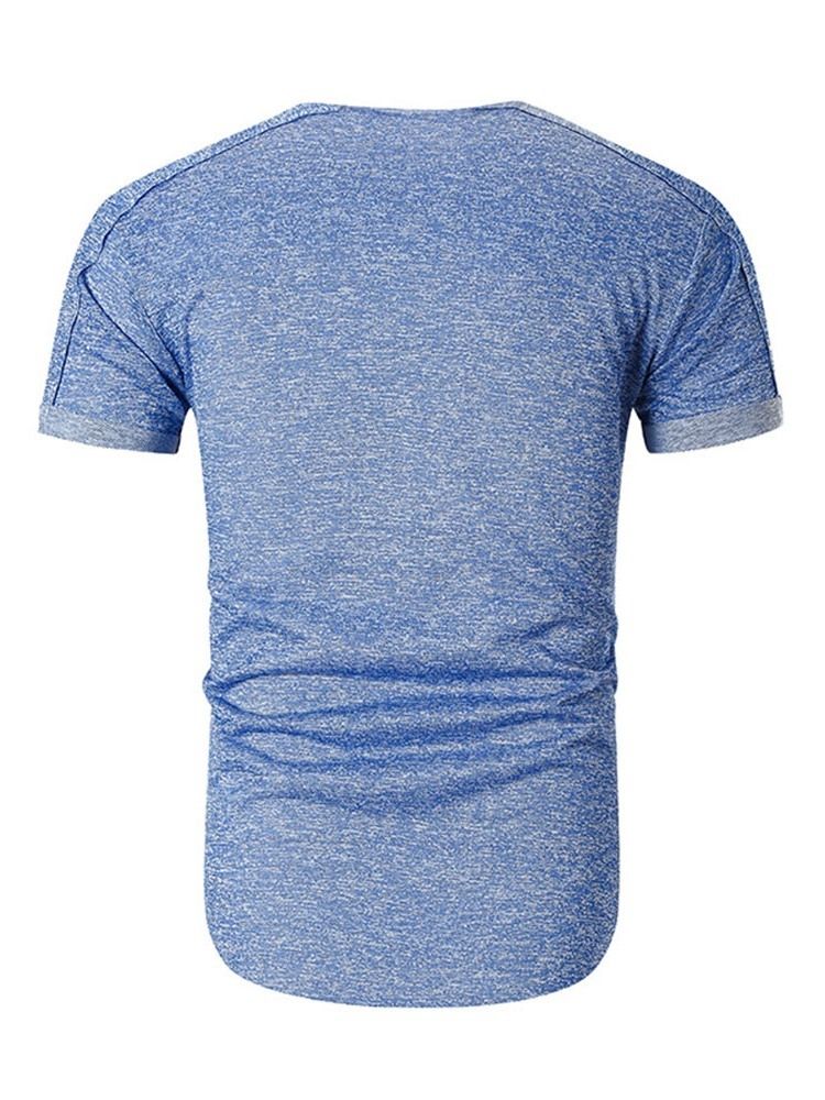 Rundhalsad Vanlig Casual Pullover Slim T-Shirt För Män