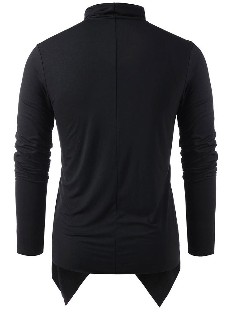 Vanlig Casual Heap Collar Pullover Långärmad T-Shirt För Män