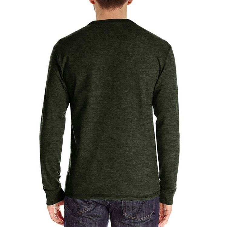 Vanlig Rundhalsad Pocket Pullover Långärmad T-Shirt