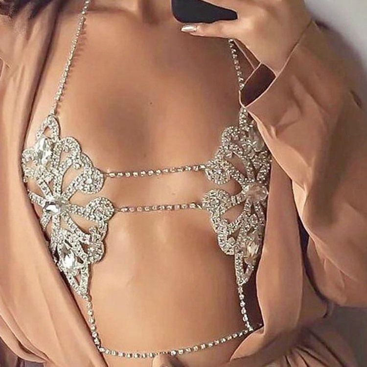 Rhinestone Body Chain Halsband