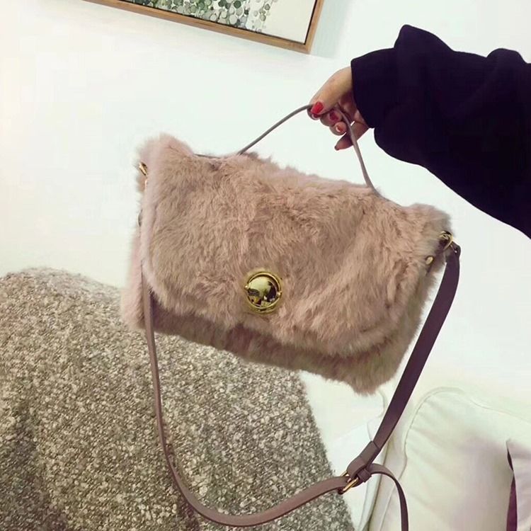 Faux Fur Lock Vanliga Rektangulära Tygpåsar