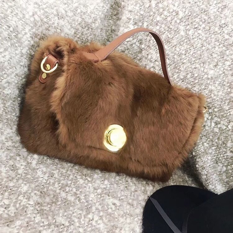 Faux Fur Lock Vanliga Rektangulära Tygpåsar