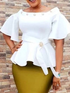 African Fashion Flare Sleeve Off Shoulder Blus