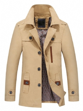 Färgblock Standardknapp Höst Casual Trenchcoat