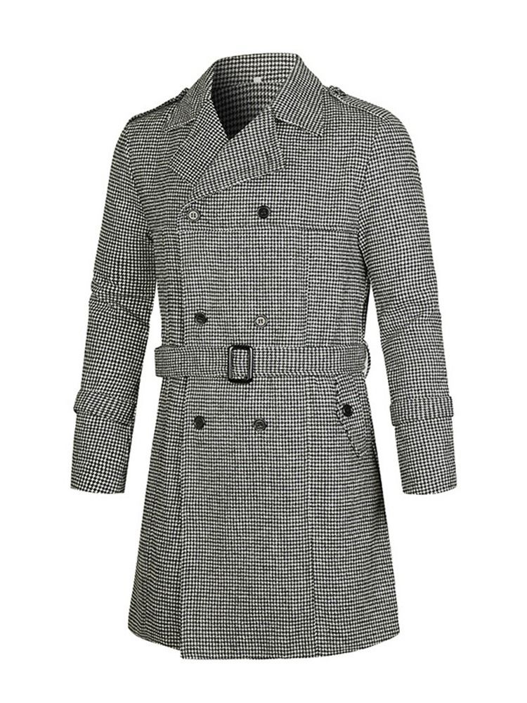 Medellånga Lapel Houndstooth European Slim Coat