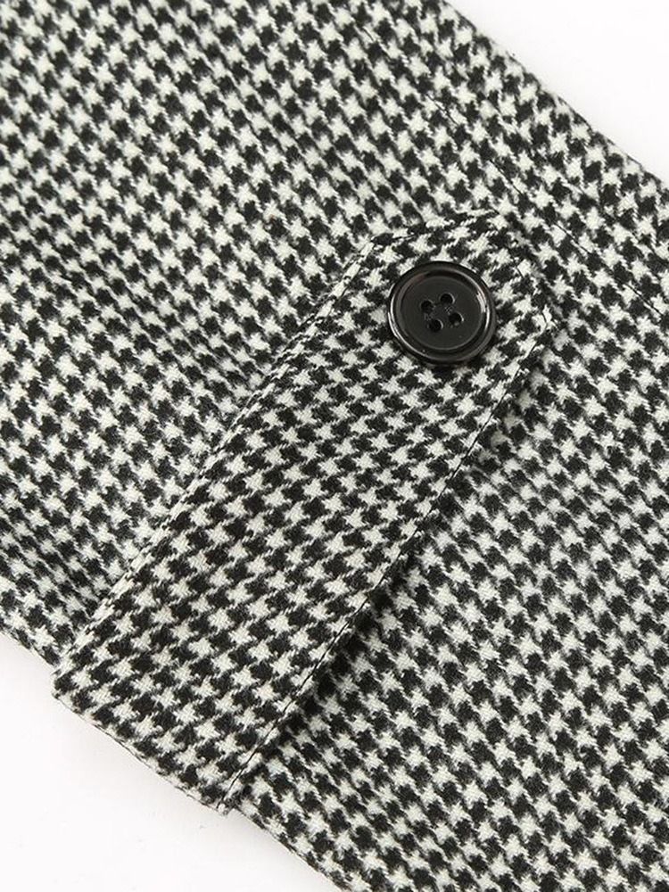 Medellånga Lapel Houndstooth European Slim Coat