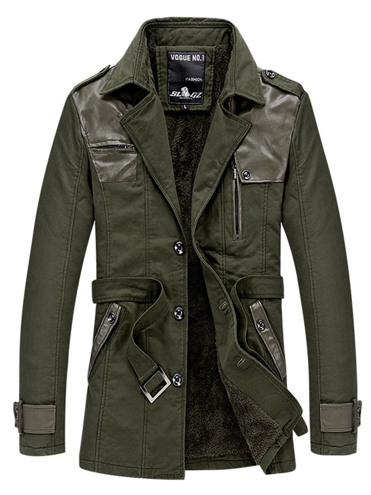 Naggad Kavaj I Enfärgad Patchwork Trenchcoat För Män