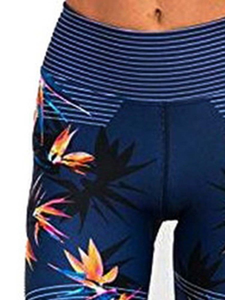 Anti-Svett Blommönster Dam Sport Leggings