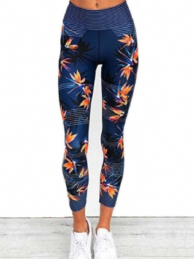 Anti-Svett Blommönster Dam Sport Leggings