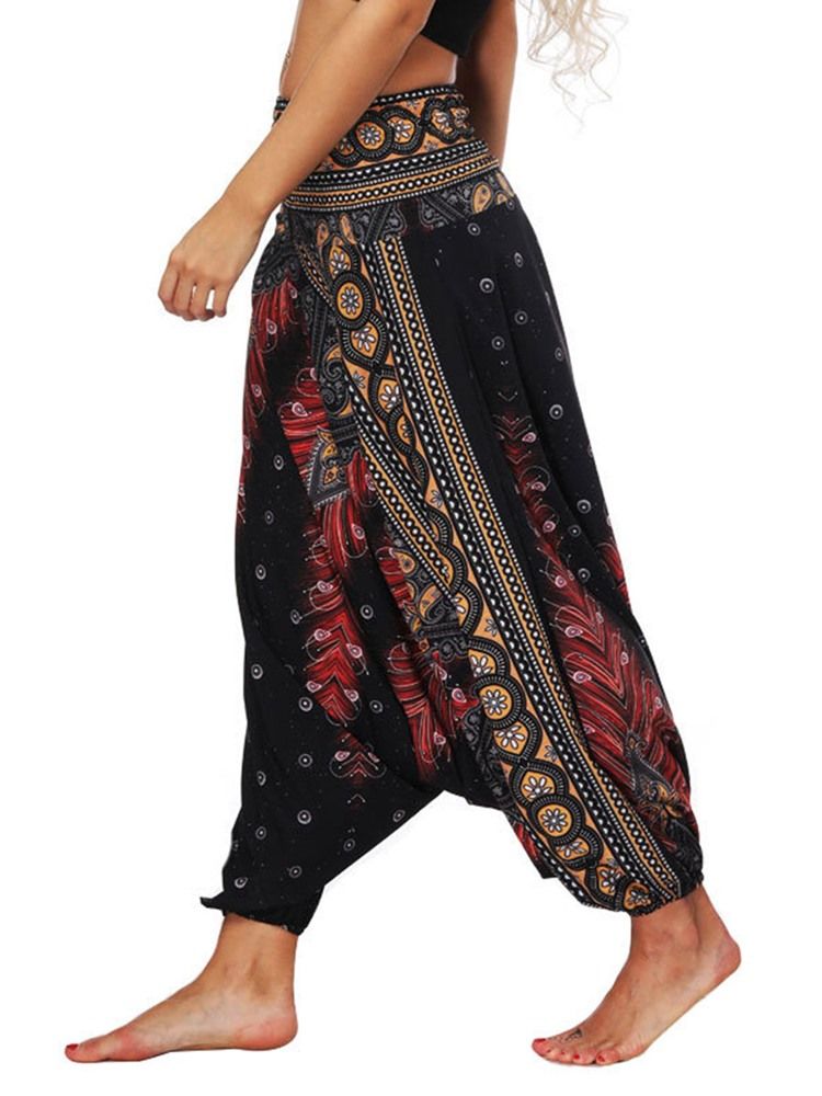 Bohemian Geometry Print Yoga Harem Joggingbyxor