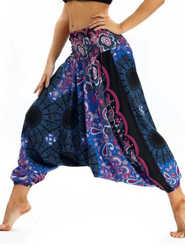 Bohemian Print Full Längd Yoga Harem Byxor