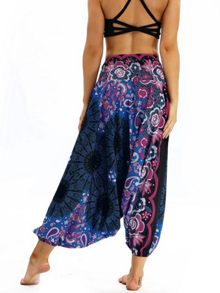 Bohemian Print Full Längd Yoga Harem Byxor