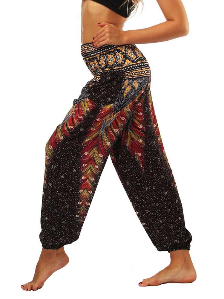 Boho Geometriskt Tryck Street Dance Yoga Byxor