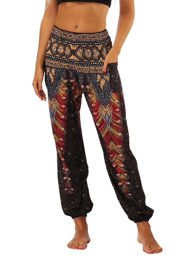 Boho Geometriskt Tryck Street Dance Yoga Byxor