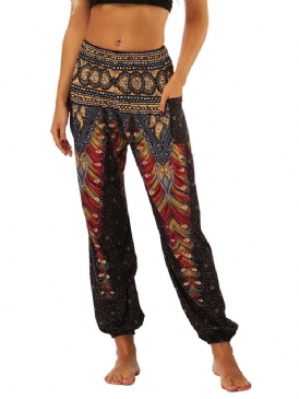 Boho Geometriskt Tryck Street Dance Yoga Byxor