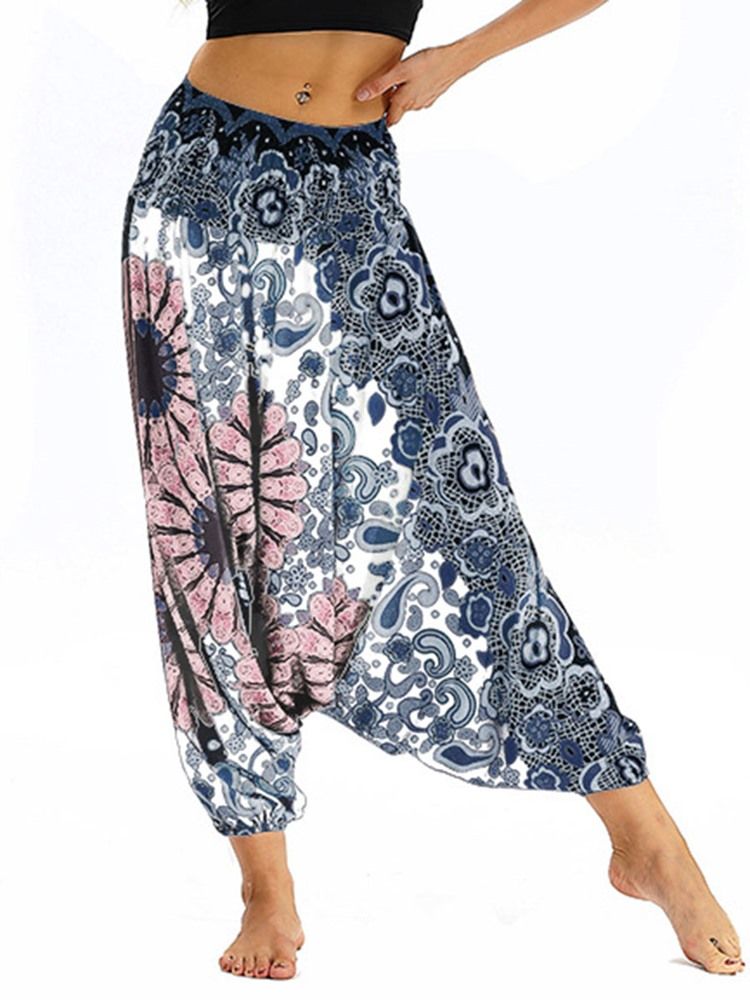 Dambyxor Med Boho Print Polyester Yoga Harem