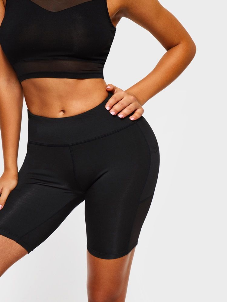 Damfickor Anti-Svett Solid Gym Sport Yoga Shorts Yoga Byxor Tiktok Leggings Med Hög Midja