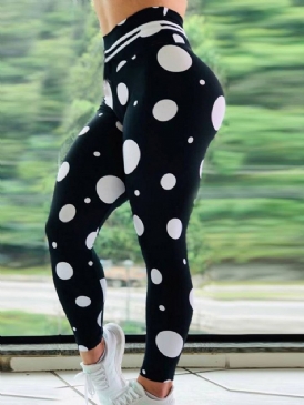 Damtryck Polka Dots Full Längd Yoga Byxor Tiktok Leggings Med Hög Midja