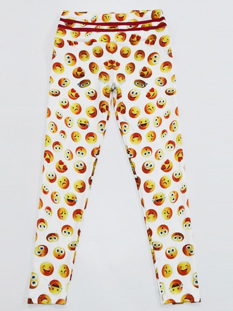 Emoticon Print Quick Dry Leggings För Kvinnor Yogabyxor Tiktok Leggings Med Hög Midja