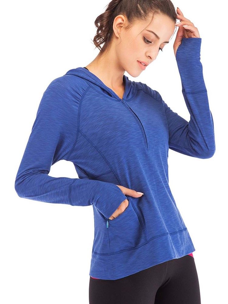 Fickor Solid Cotton Blends Anti-Sweat Pullover Sport Toppar