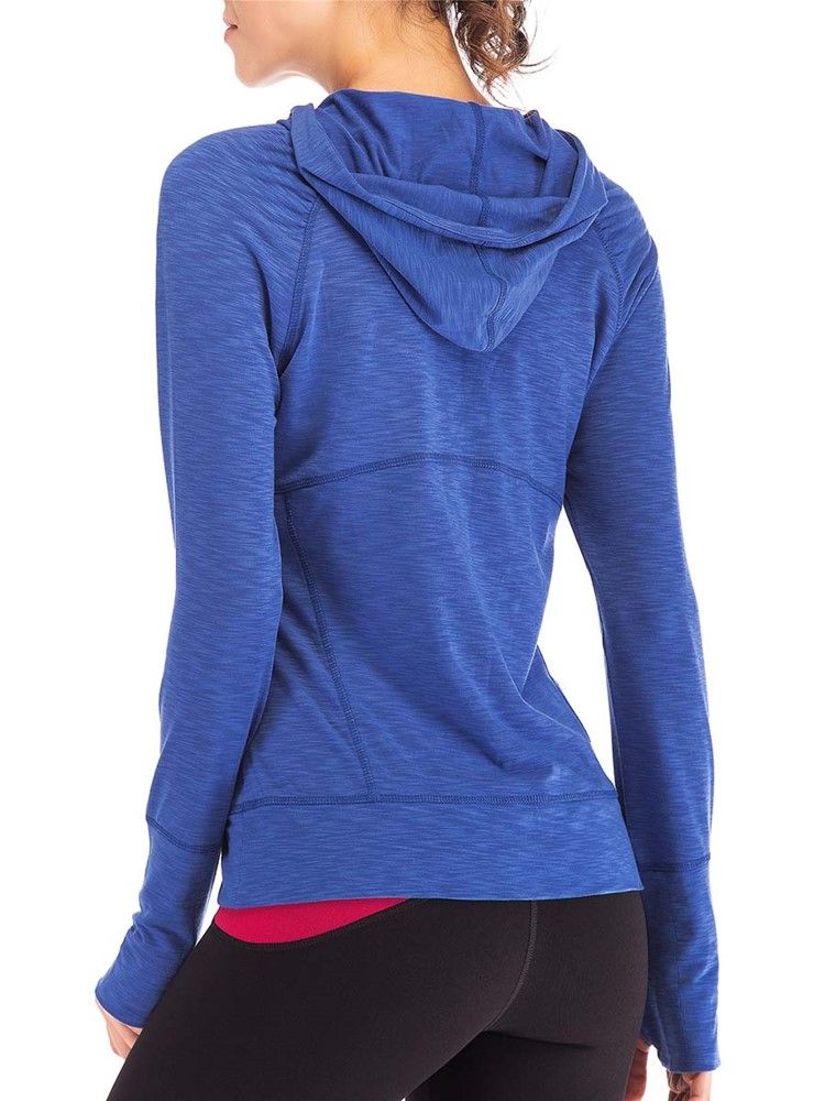 Fickor Solid Cotton Blends Anti-Sweat Pullover Sport Toppar