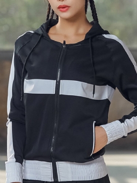 Patchwork Anti-Sweat Color Block Zipper Sport Tops