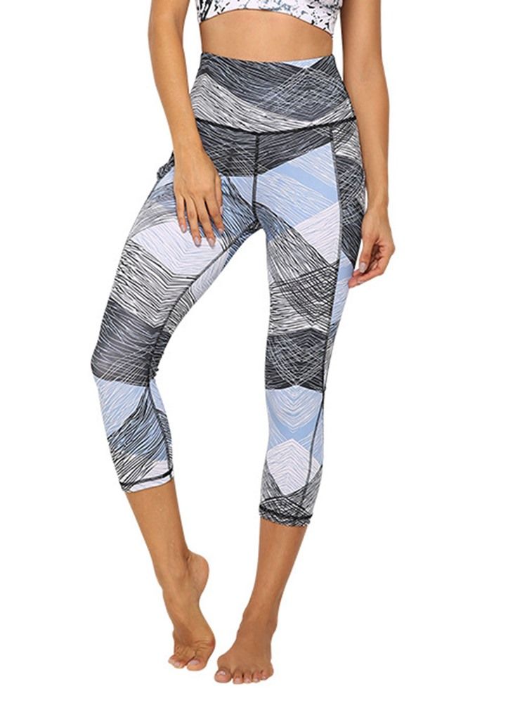 Polyester Quick Dry Pockets Color Block Kvinnliga Badminton Yoga Byxor Hög Midja Tiktok Leggings