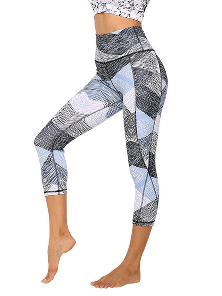 Polyester Quick Dry Pockets Color Block Kvinnliga Badminton Yoga Byxor Hög Midja Tiktok Leggings