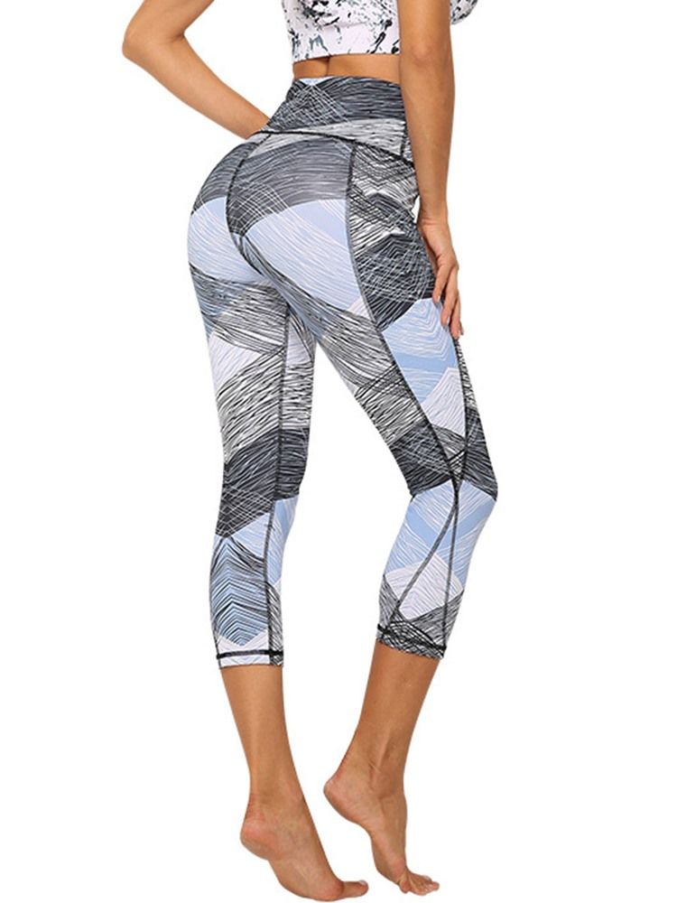 Polyester Quick Dry Pockets Color Block Kvinnliga Badminton Yoga Byxor Hög Midja Tiktok Leggings