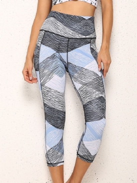 Polyester Quick Dry Pockets Color Block Kvinnliga Badminton Yoga Byxor Hög Midja Tiktok Leggings