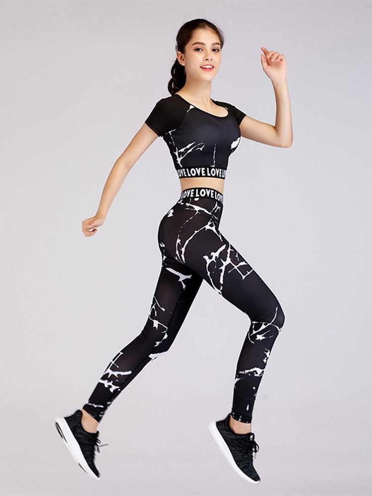 Polyester Yoga Pullover Sport Set