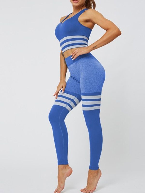 Seamless Joint Stripe Nylon Pullover Yoga Klädeset