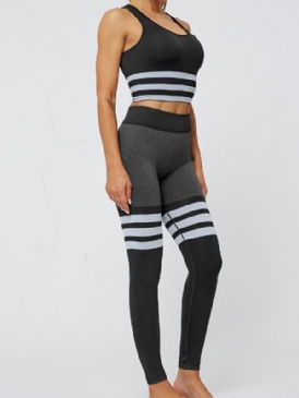 Seamless Joint Stripe Nylon Pullover Yoga Klädeset