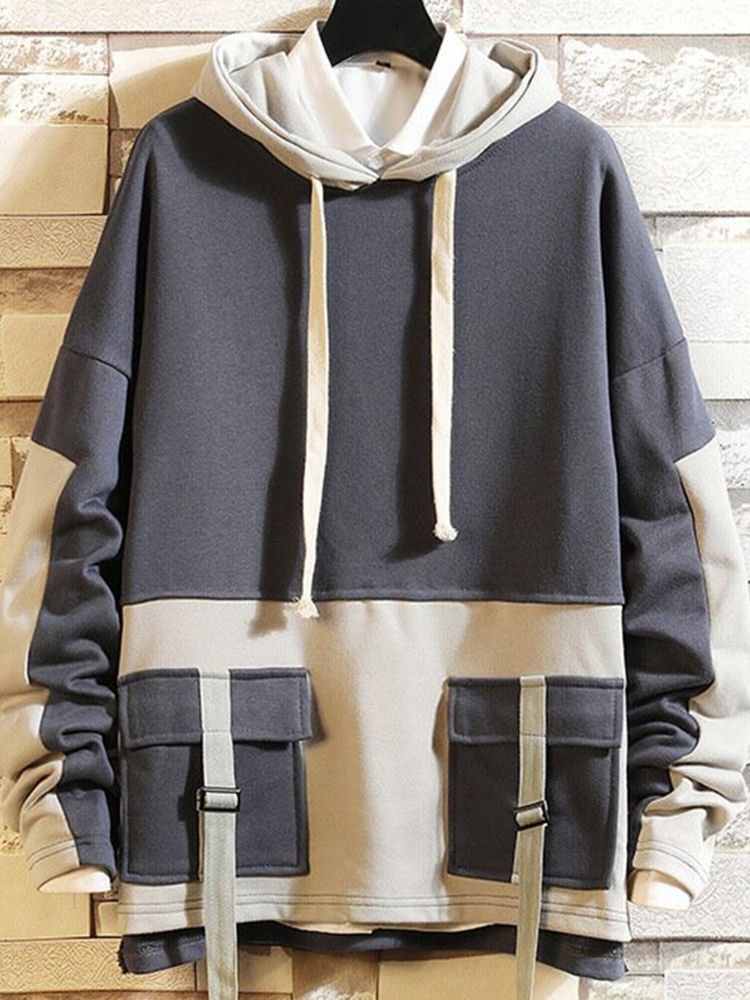 Patchwork Color Block Pullover Spring Loose Hoodies