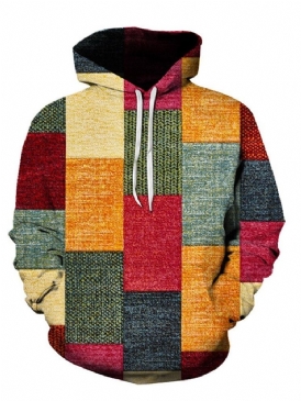 Pullover Color Block Patchwork Modetröja Lösa Hoodies