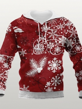 Pullover Med Blommönster Vinter Casual Hoodies