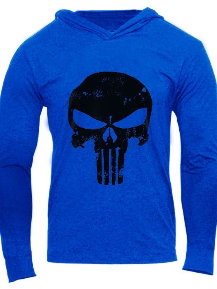 Tryck Tunn Skull Slim Pullover För Män