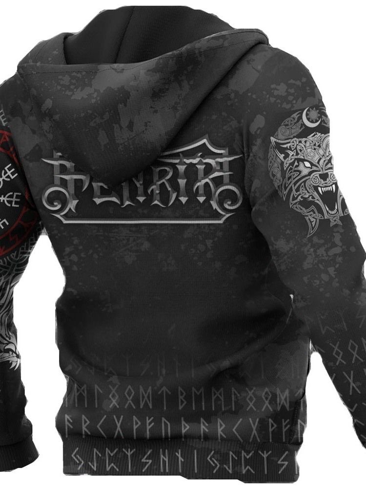 Viking Style Pullover Print Spring Slim Hoodies