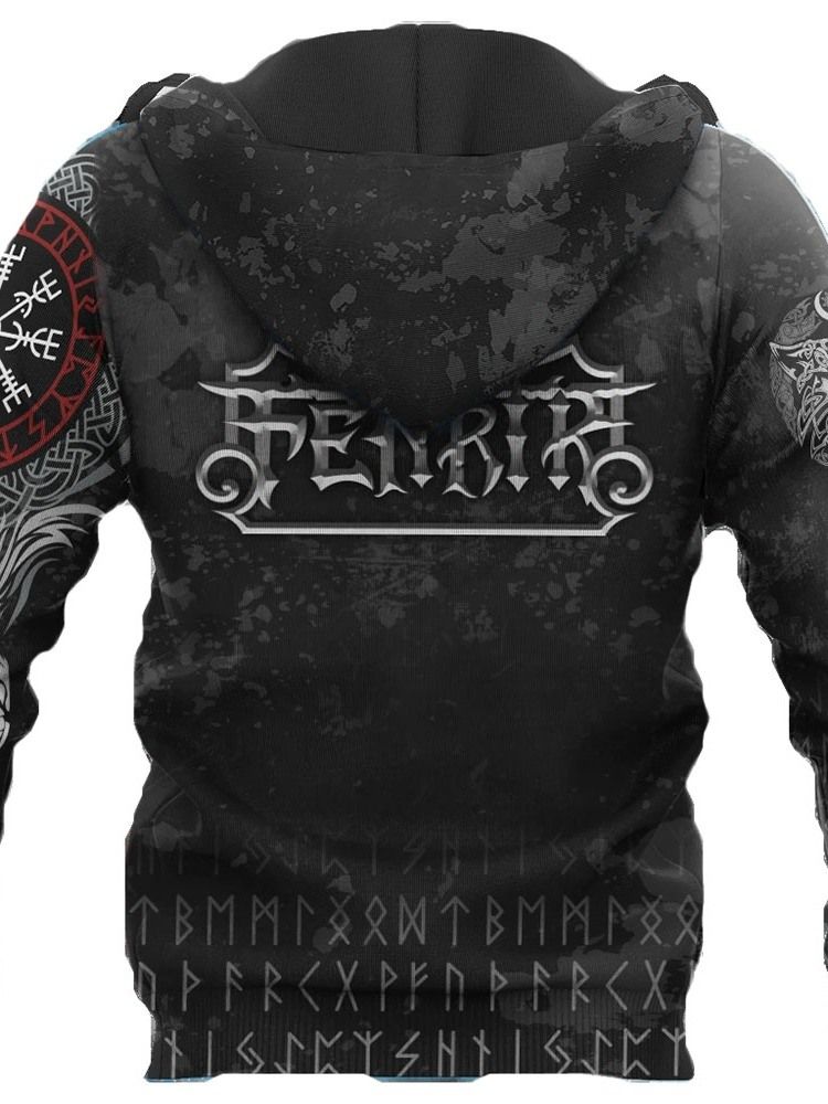 Viking Style Pullover Print Spring Slim Hoodies