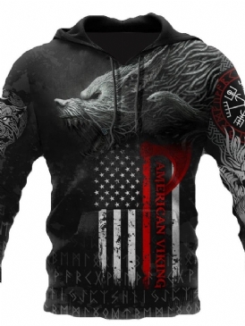 Viking Style Pullover Print Spring Slim Hoodies