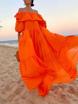 Off Shoulder Blommig Maxiklänning Strandklänningar För Kvinnor