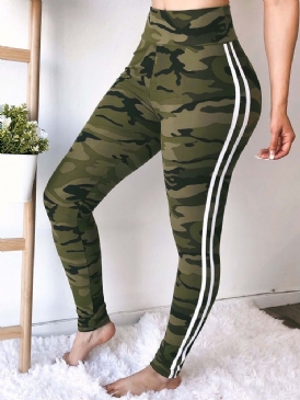 Camouflage Skinny Print Casual Byxor Med Hög Midja