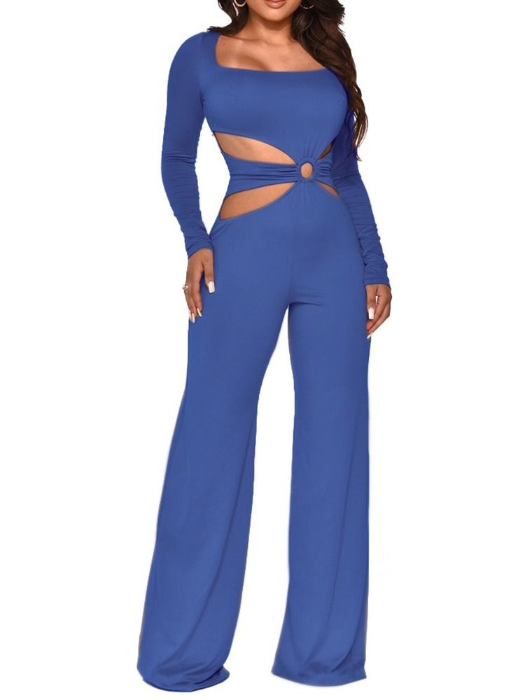 Ladylike Full Längd Vanlig Rak Jumpsuit Med Hög Midja