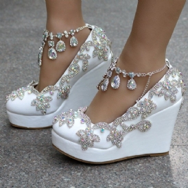 Rhinestone Chain Platform Kilklack Prom Skor