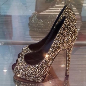 Rhinestone Peep Toe Platform Prom Skor