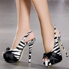 Zebra Patchwork Peep Toe Stilettsandaler