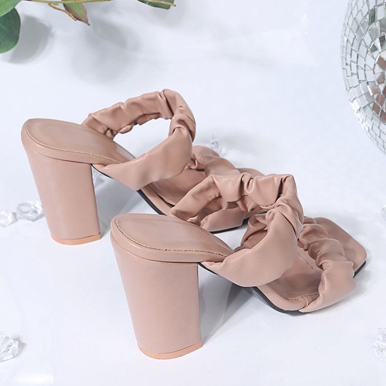 Slip-On Chunky Heel Toe Ring Western Damtofflor