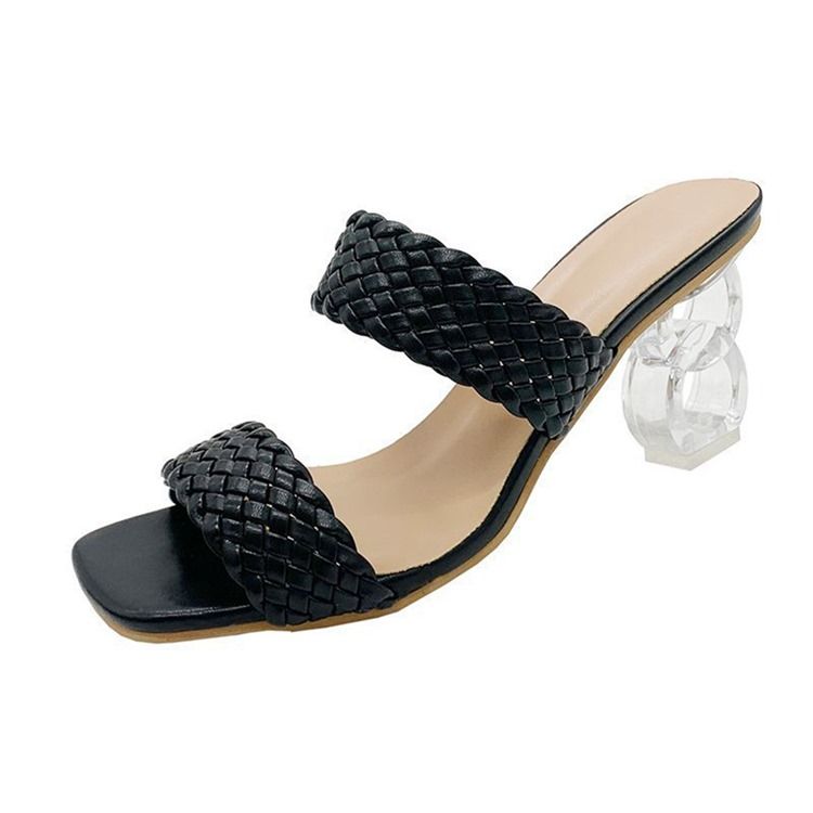 Slip-On Toe Ring Chunky Heel Kvinnors Vanliga Tofflor