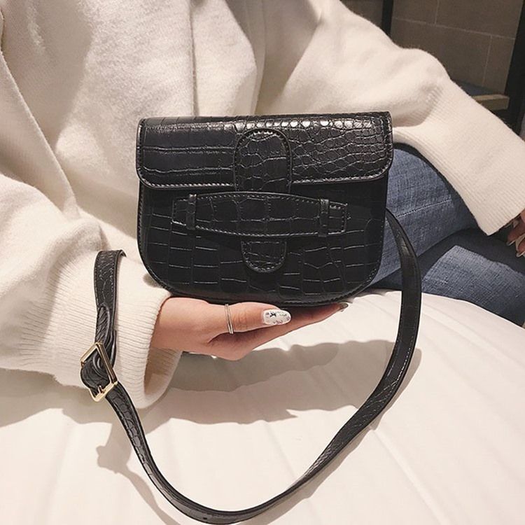 Alligator Thread Pu Sadel Crossbody Bag