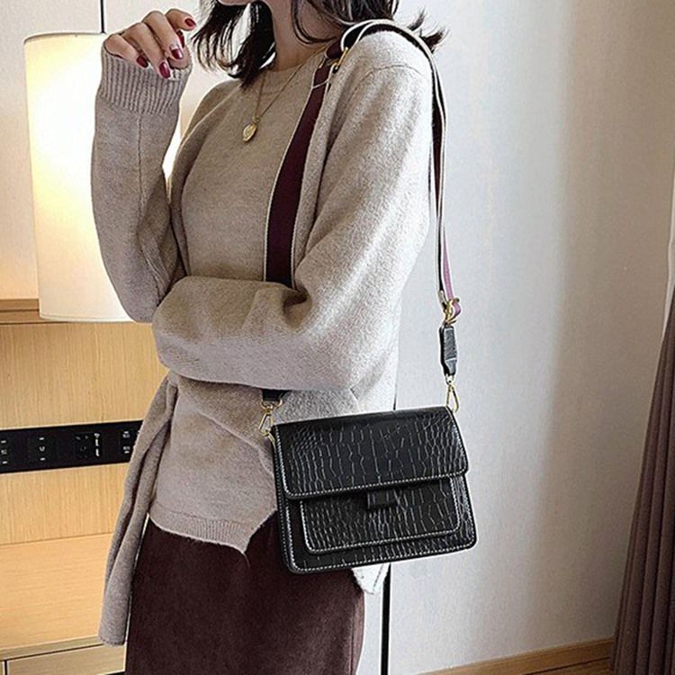 Embossing Alligator Pu Rektangel Casual Crossbody-Väskor